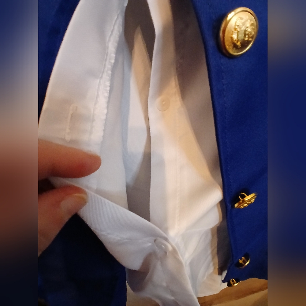 Royal Blue Women's Top with Gold Button Accents - Picture 9 of 9